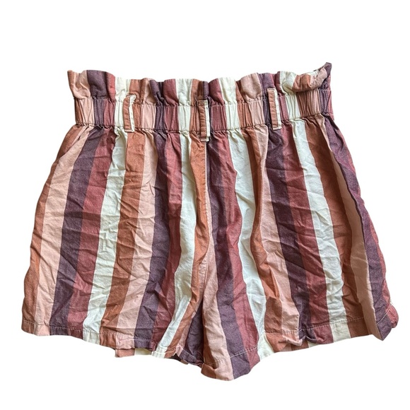 Madewell Paperbag Shorts in‎ Rainbow Stripe Size 4 Luna Stripe Dark Cabernet - Picture 3 of 10